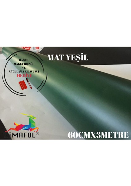 Mat Yeşil Dolap Kaplama Folyosu Kendinden Yapışkanlı 60CMX3METRE