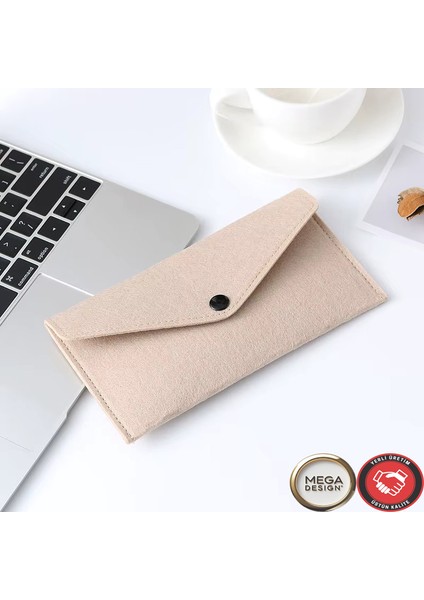 Şık Küçük Keçe Çanta Çıtçıtlı Düğmeli