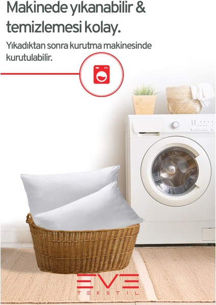 4 Adet Micro Silikon Elyaf Nonwoven Yıkanabilir Antialerjik Ev ve Hotel Yastık 50 x 70 cm 700 gr