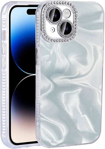 iPhone 13 Kılıf Taş Süsleme ve Köşe Airbag Detaylı Şık Dazzy Premium Sert Silikon Kapak