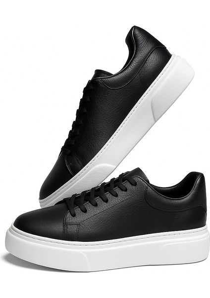 GR0309 Hakiki Özel Yapım Floter Deri 40 Numara Yüksek Eva Taban Koku Yapmayan Siyah Sneakers Erkek Ayakkabı fırsatları