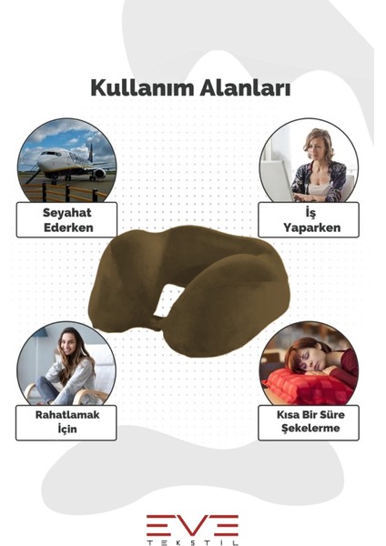 Ortopedik Boyun Yastığı Visco Boyun Destekli Seyahat Hipoalerjik Yastık 8 Farklı Renk