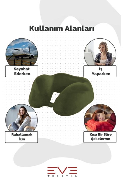 Ortopedik Boyun Yastığı Visco Boyun Destekli Seyahat Hipoalerjik Yastık 8 Farklı Renk