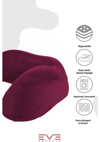 Ortopedik Boyun Yastığı Visco Boyun Destekli Seyahat Hipoalerjik Yastık 8 Farklı Renk