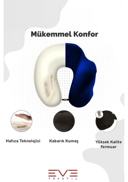 Ortopedik Boyun Yastığı Visco Boyun Destekli Seyahat Hipoalerjik Yastık 8 Farklı Renk