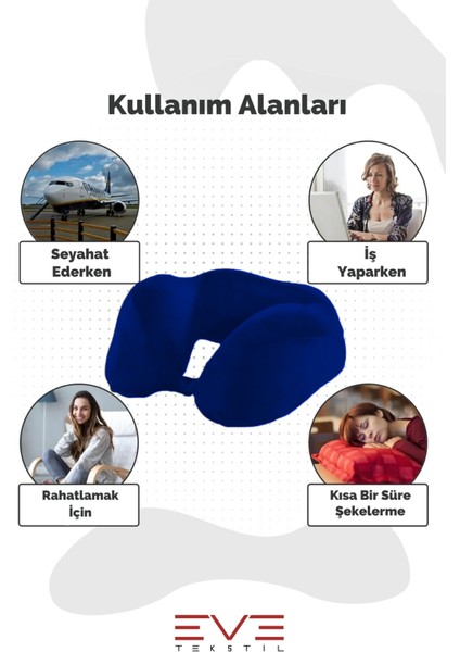 Ortopedik Boyun Yastığı Visco Boyun Destekli Seyahat Hipoalerjik Yastık 8 Farklı Renk
