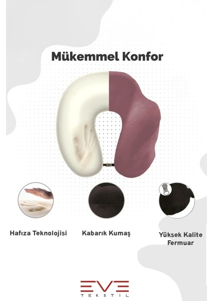 Ortopedik Boyun Yastığı Visco Boyun Destekli Seyahat Hipoalerjik Yastık 8 Farklı Renk