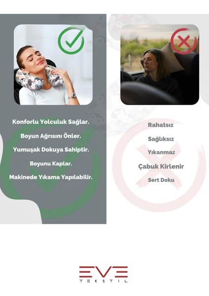 Ortopedik Boyun Yastığı Visco Boyun Destekli Seyahat Yastığı Hipoalerjik Gri - Siyah