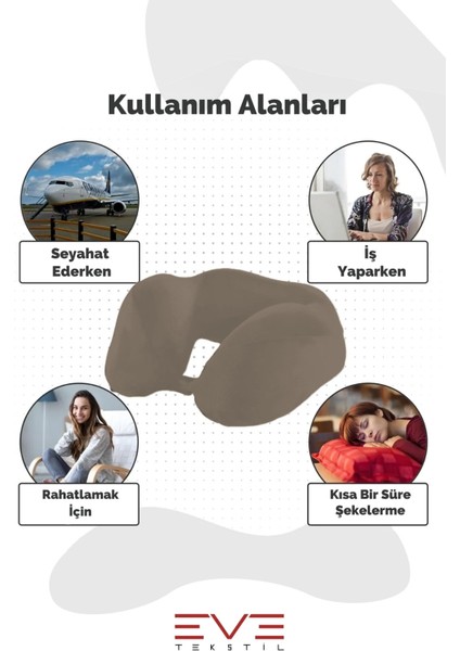 Ortopedik Boyun Yastığı Visco Boyun Destekli Seyahat Hipoalerjik Yastık 8 Farklı Renk