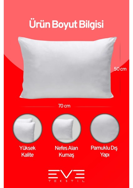 8 Adet Micro Silikon Elyaf Nonwoven Yıkanabilir Antialerjik Ev ve Hotel Yastık 50 x 70 cm 700 gr