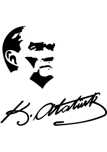 Atatürk Silüeti ve Imzası Sticker 30 x 30 cm