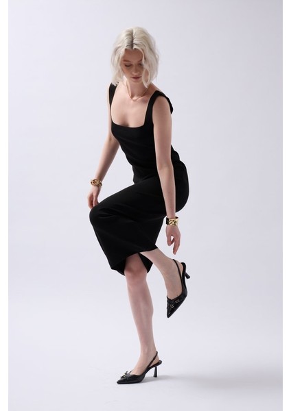 Kalın Askılı Midi Elbise modelleri