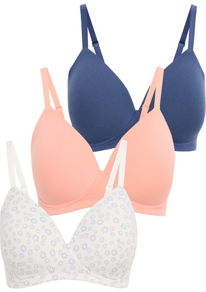 3'lü Balensiz Pamuklu T-Shirt Sütyeni Seti