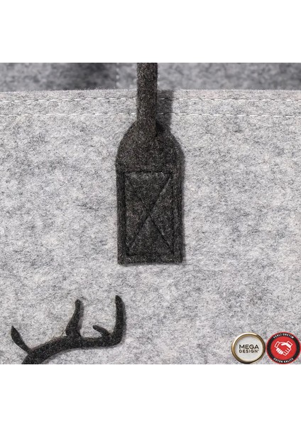 Geyik Figürlü Büyük Kapasiteli Şık Gri Keçe Çanta. fırsatları