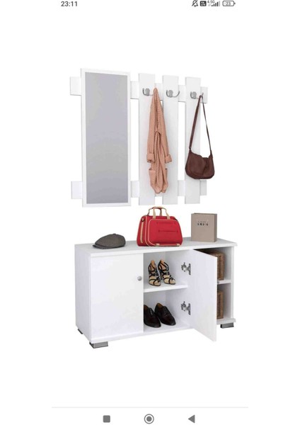 Ayakkabı Dolabı 2 Parçalı Ahşap Gardırop Koridor Mobilyaları