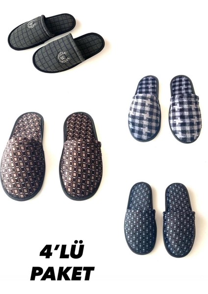 4'lü Kışlık Ev Terlik Ev Terliği Çeyiz Terliği 4 Çift Misafir Terliği