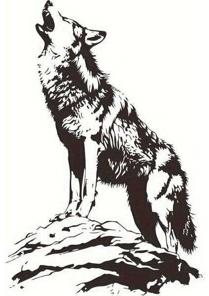 Tepedeki Bozkurt Duvar Dekor Sticker 40 x 60 cm