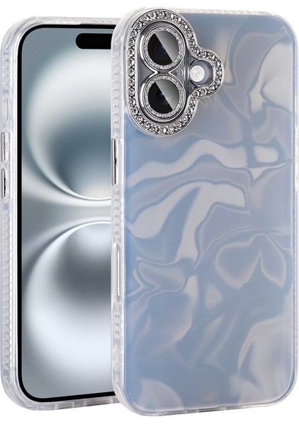 Apple iPhone 16 Plus Kılıf Fırça Desenli ve Taşlı Trix Premium Sert Silikon Kapak