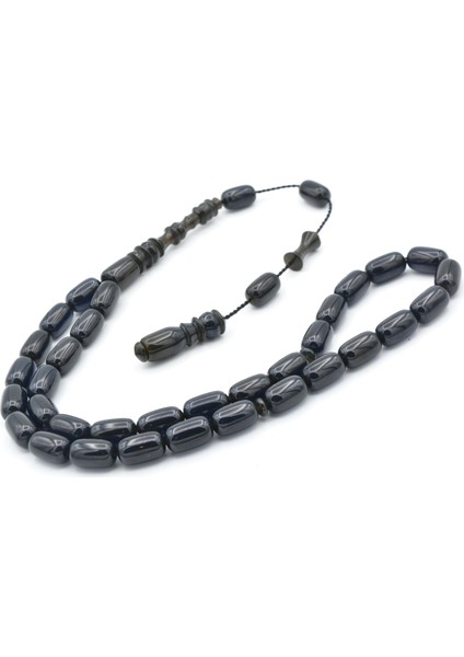 Usta Işçilikli Sistemli Kapsül Kesim Lacivert Sıkma Kehribar Tesbih