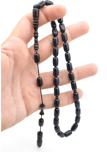 Usta Işçilikli Sistemli Kapsül Kesim Lacivert Sıkma Kehribar Tesbih fiyatları