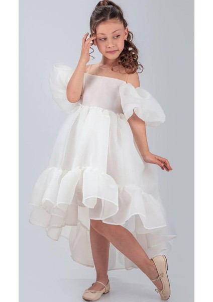 Fırfırlı Prenses Kız Çocuk Abiye Elbise Özel Gün ve Davet Elbisesi