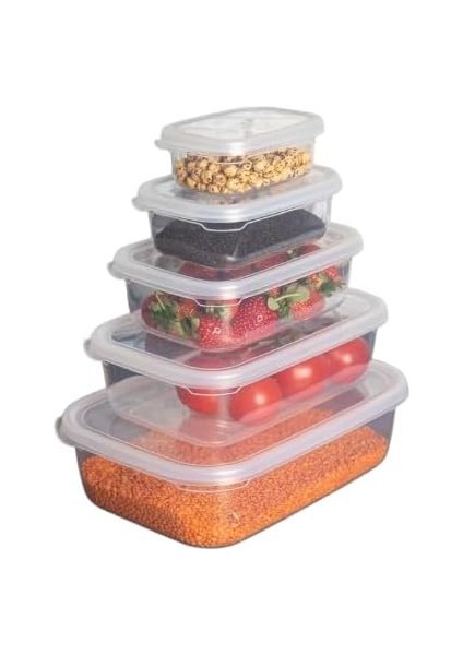Home Nare Dikdörtgen Sızdırmaz Saklama Kapları Şeffaf (5'lı Set)