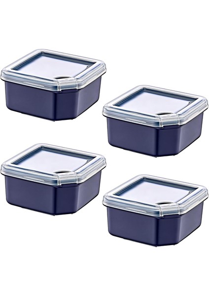 4'lü Q-Box Saklama Kabı Lacivert 350 ml