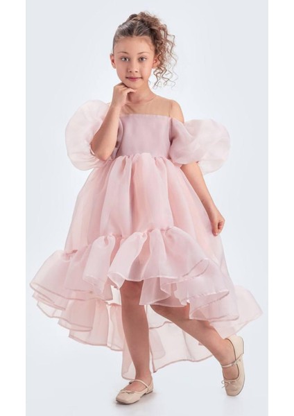 Fırfırlı Prenses Kız Çocuk Abiye Elbise Özel Gün ve Davet Elbisesi