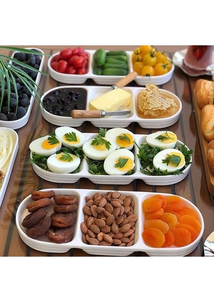 3 Bölmeli Kahvaltı Takımı / Sunumluk / Çerezlik 3 Adet