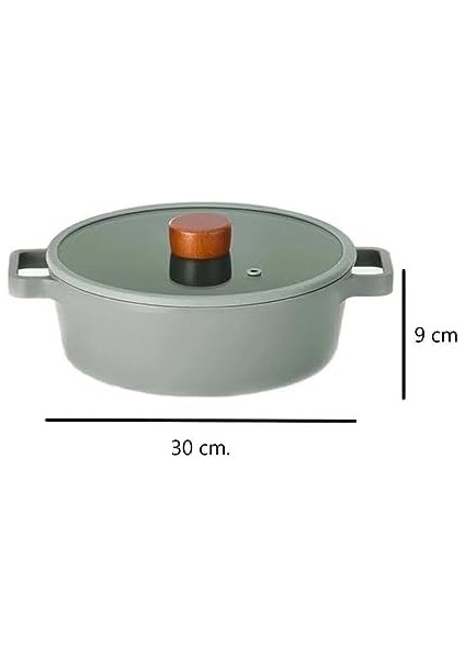 Fika Cam Kapaklı Alüminyum Gri Döküm Sığ Tencere 30 cm D-NEOG230L fiyatları