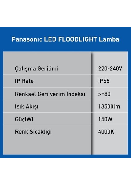 LED Projektör, Gün Işığı 150W 13500LM 4000K modelleri