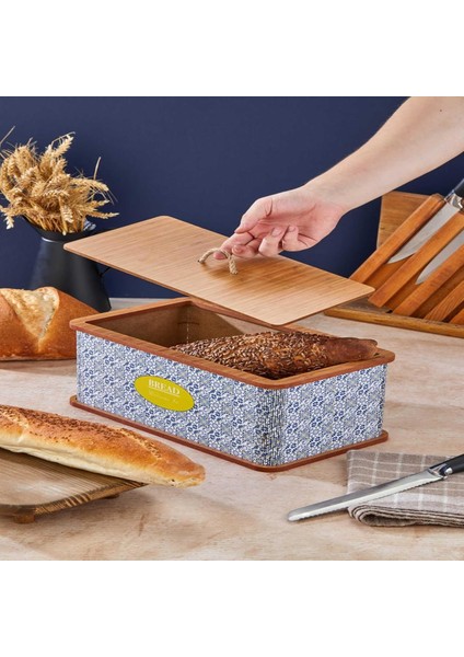 Özel Tasarım Doğal Ahşap Ekmeklik Sepeti Lüks Ekmeklik Kutusu Çok Amaçlı Kutu Mutfak Kitchen Bread (Amalfi)