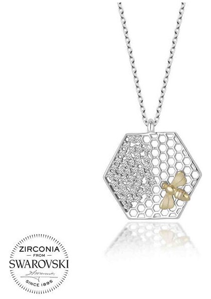 Taşlı Arı 925 Ayar Gümüş Kolye