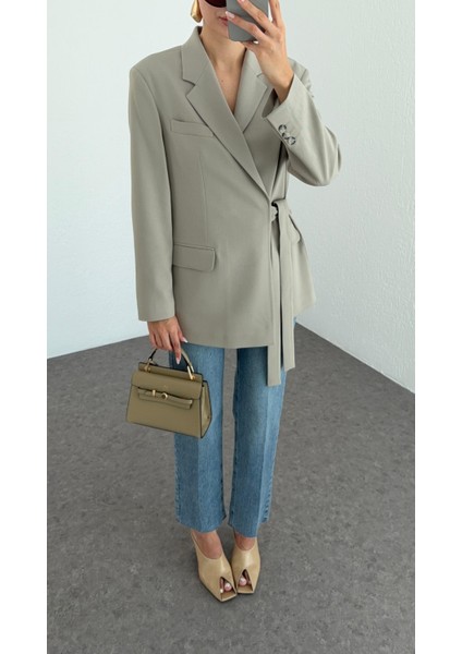 Yandan Bağlamalı Taupe Blazer indirimleri