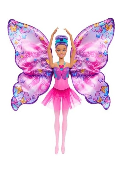 Kelebek Dansçı Bebek, Kanatlarını Açarak Kelebeğe Dönüşen 2'si 1 Arada Mor Saçlı Kelebek Dansçı Bebek, Saç Aksesuarı, Çıkarılabilen Tütü, HXJ10 fiyatları