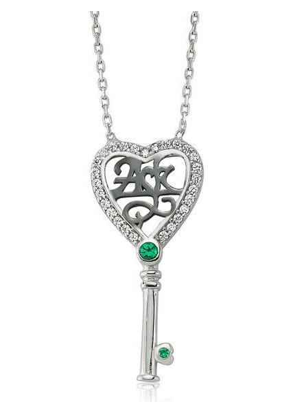 Aşk Yazılı Anahtar 925 Ayar Gümüş Kadın Kolye