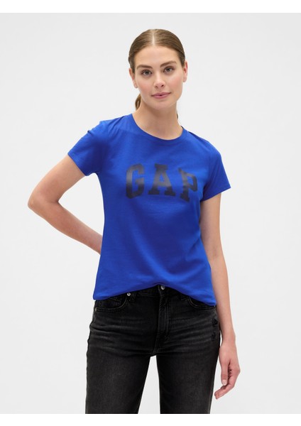 Kadın Koyu Mavi Gap Logo T-Shirt