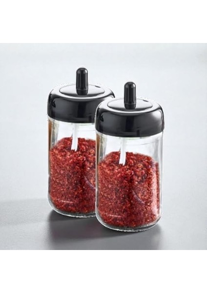 Cam Baharatlık Seti, Kendinden Kaşıklı, Kaşıklı Kapak, 300ML, 2 Adet, 14CM Yükseklik fiyatları