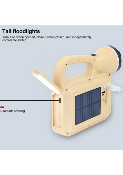 Solar Güneş Enerjili Şarjlı LED El Feneri - 3W Ön Led, 2 Yan Cob, 16 Arka Smd, 1000 Lümen, 2400 Mah Powerbank, Type-C ve Solar Şarjlı Çok Modlu Işık fiyatları
