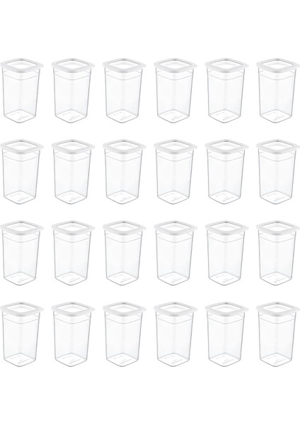 24'lü Set Skali Kare Saklama Kabı Beyaz 1440 ml