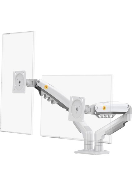 Bayou Nb F160 17-27" Çift Kol 2-9 kg Amortisörlü Monitör Standı (Beyaz)