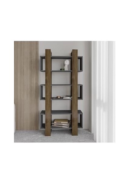 Kitaplık, Istanbul Ceviz/antrasit, Raflı Kitaplık, Kütüphane, Çalışma Odası, Ev-Ofis fiyatları