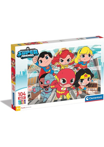 25720 Superfriends Supercolor Dc Comics Super Friends 104 Parça Maksi Yapboz, 4 Yaşından Büyük Çocuklar Için, Italya'da Üretilmiştir, Çok Renkli, M