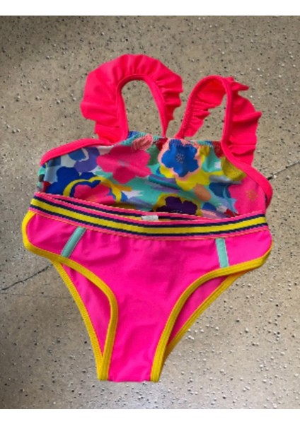 Kız Çocuk Çiçek Desenli Halter Bikini Takımı