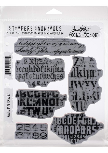 Holtz - Stampers Anon CMS397 Faded Tim Holtz Stamp Cling Rbbr Damga Seti, Fadd, Gizli Tip, Tek Beden