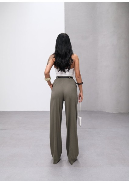 Poly Viscose Yüksek Bel Kemerli̇ ve Dökümlü Palazzo Pantolon (Kemer Dahi̇l) fiyatları