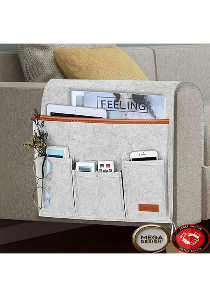 Koltuk Yanı Organizatörü. Uzaktan Kumandalar, Kitaplar ve Cihazlar Için Çok Cepli Depolama Çantası