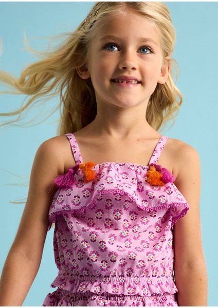 Kız Çocuk Desenli Fırfırlı Bluz 3186 fiyatları