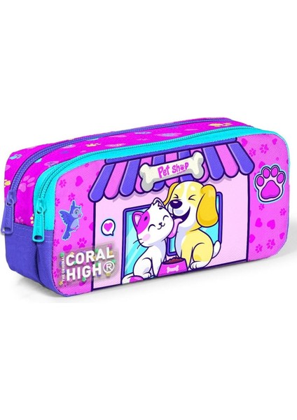High Kedi Köpek Iki Bölmeli Kalem Çantası - Kız Çocuk