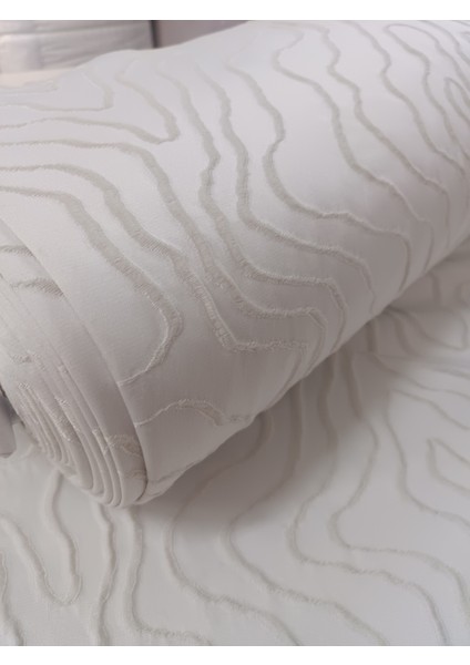 Desenli Jakar Fon Perde- Krem- Pilesiz Düz Dikim - SRTY714 modelleri